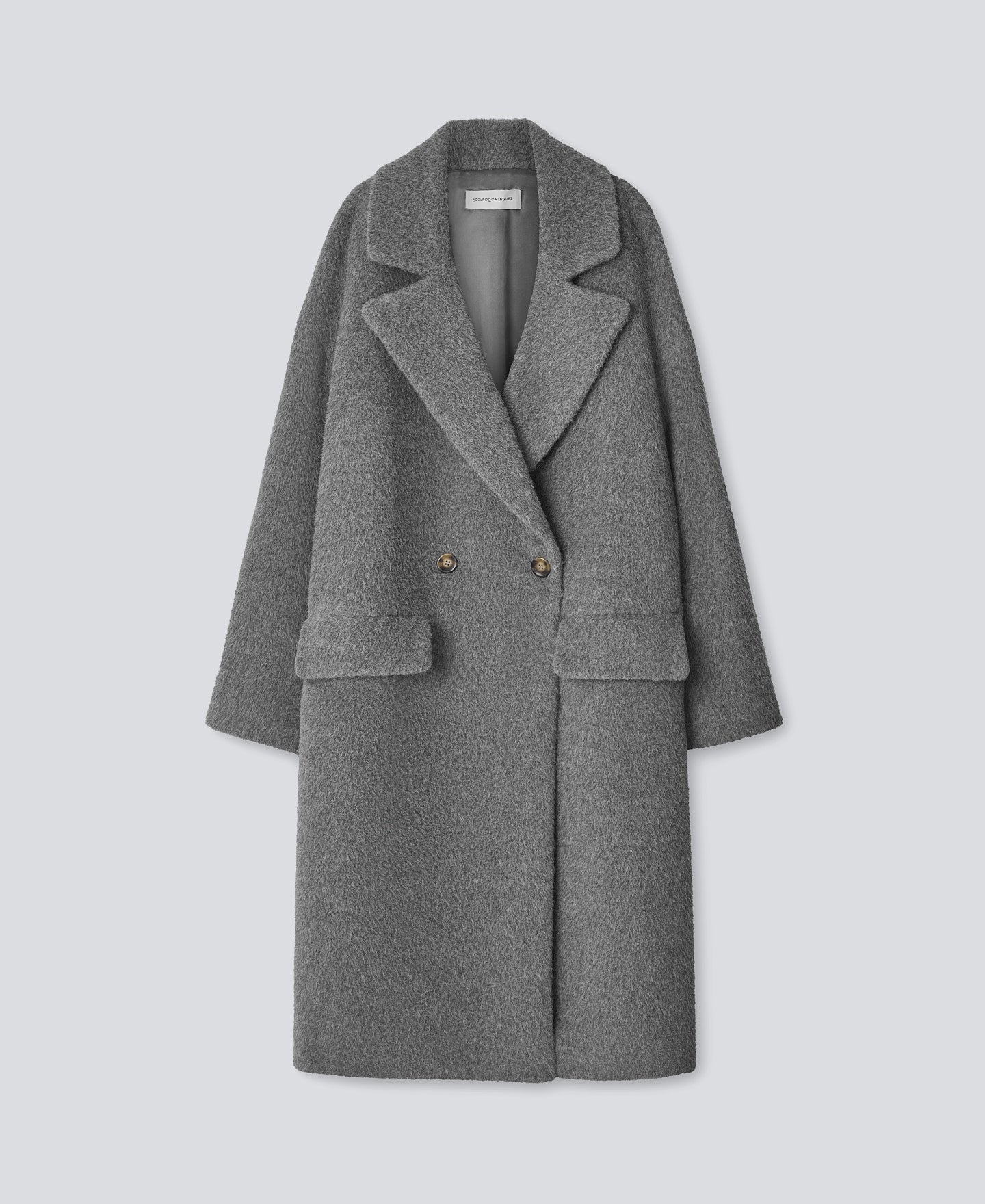 Grey Alpaca Woven Coat For Women