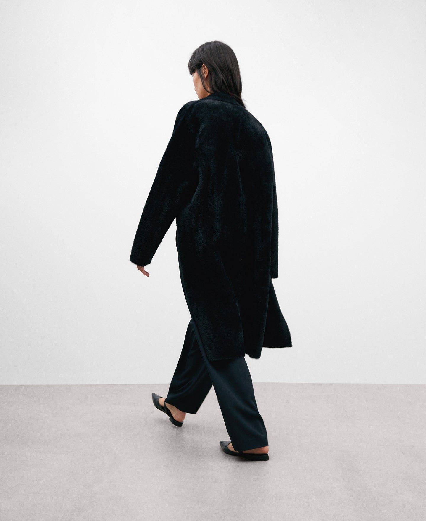 Black Long Nylon  Coat For Women