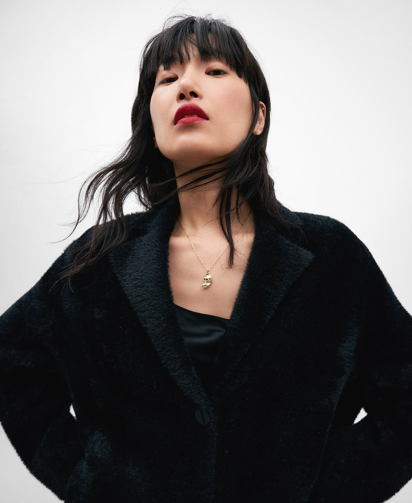 Black Long Nylon  Coat For Women