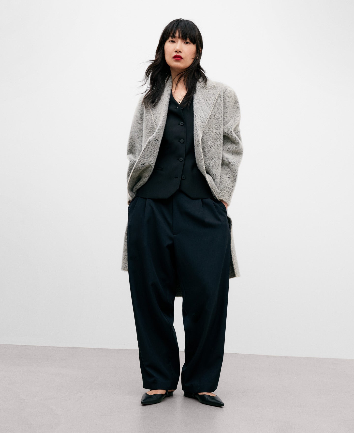 Two-Tone Nylon Fabric Coat For Women