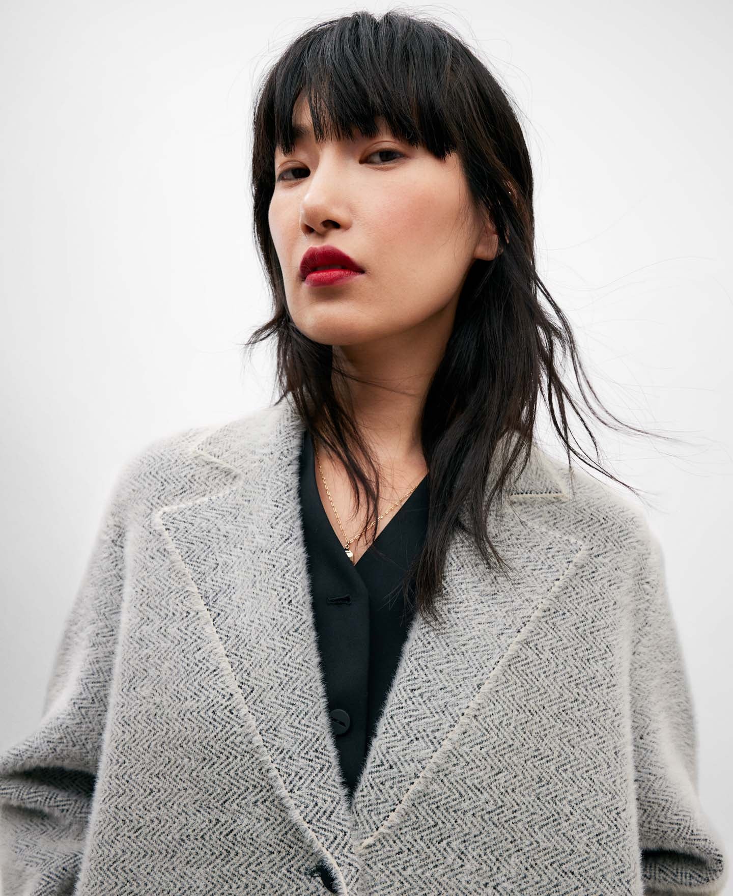 Two-Tone Nylon Fabric Coat For Women