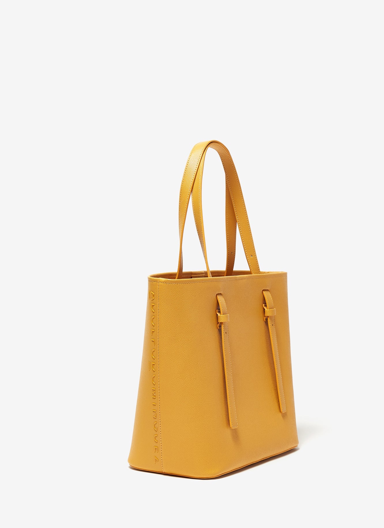 Yellow Vegan Saffiano Shopper With Pouch