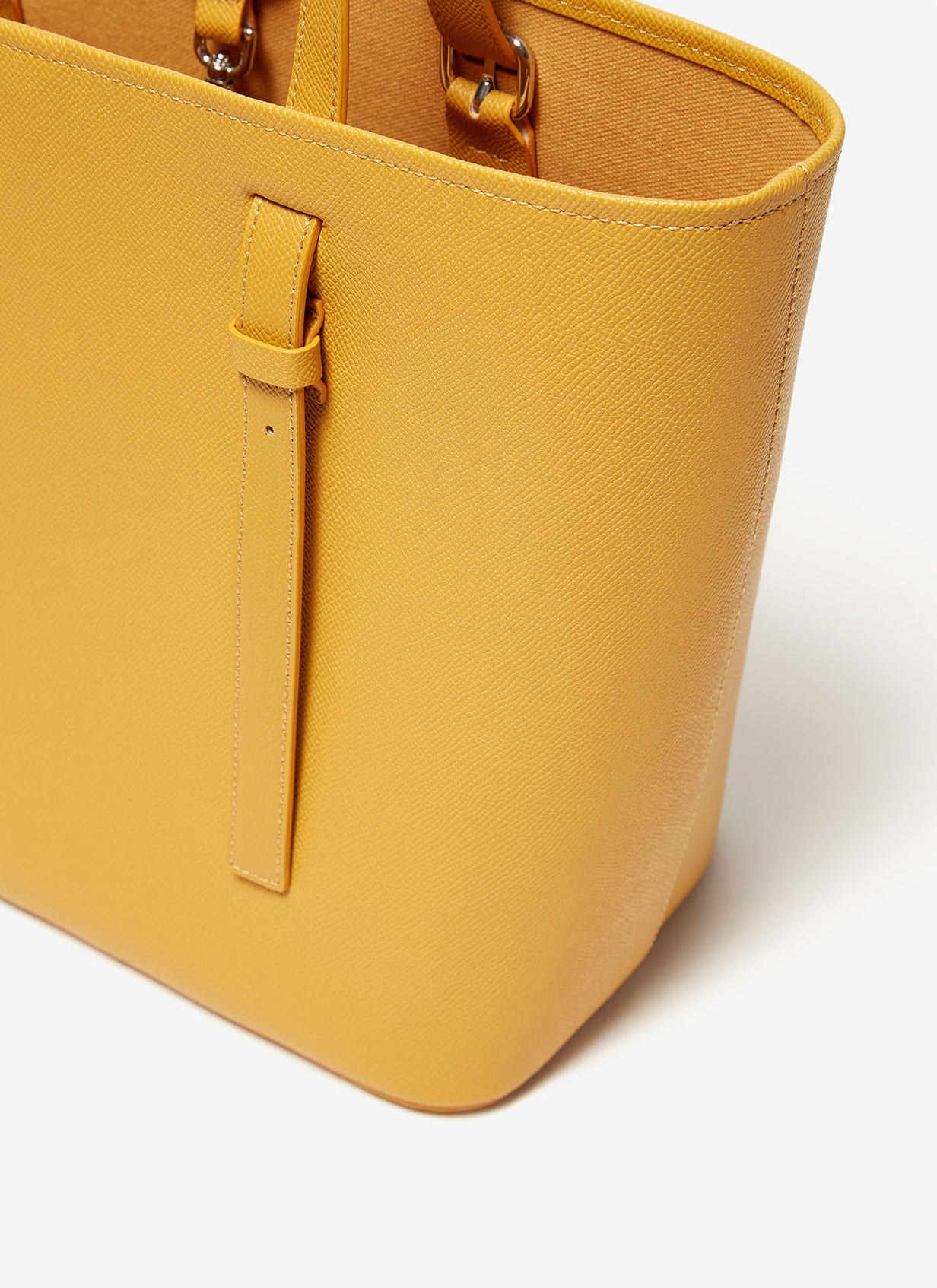 Yellow Vegan Saffiano Shopper With Pouch