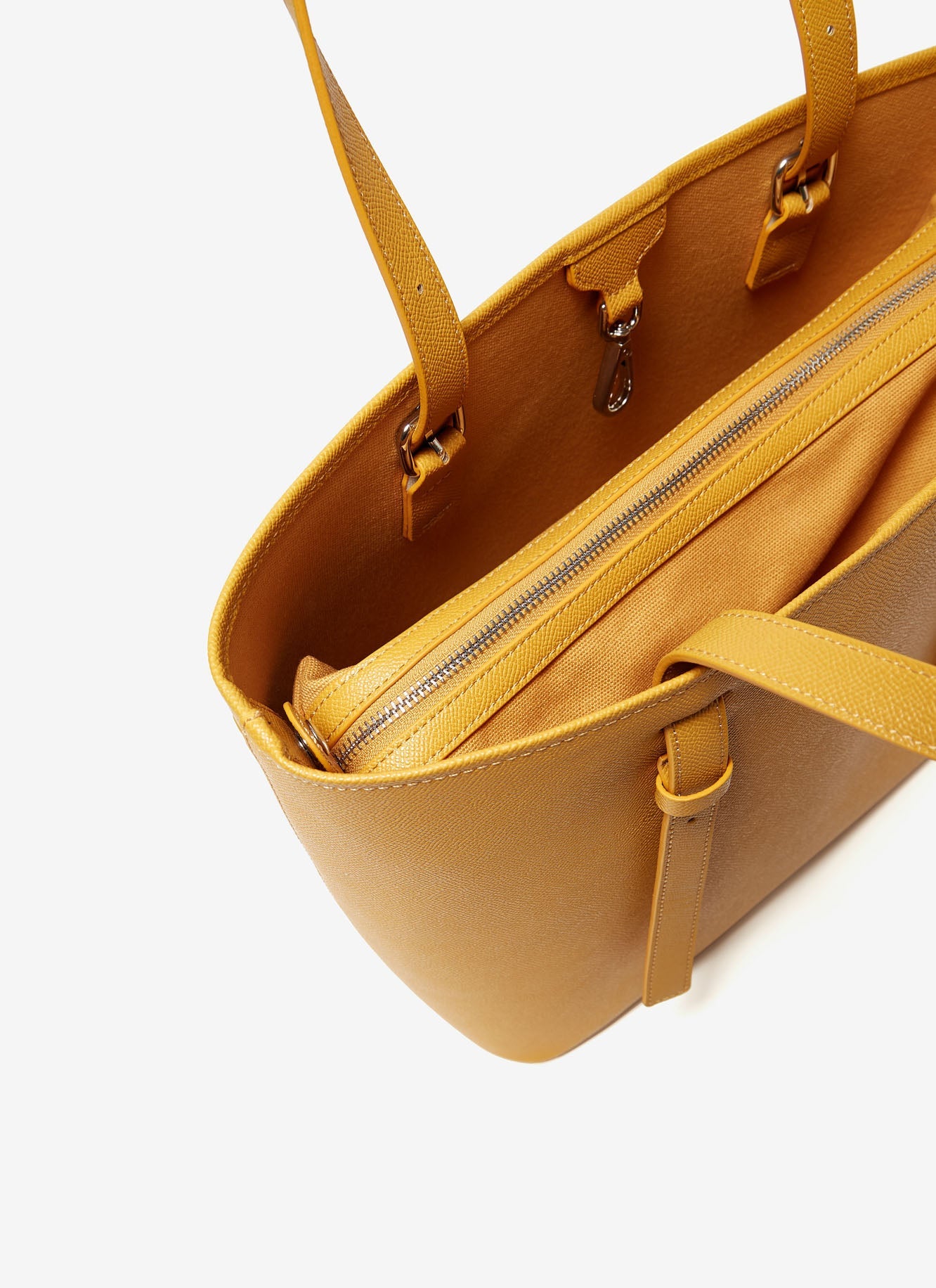 Yellow Vegan Saffiano Shopper With Pouch