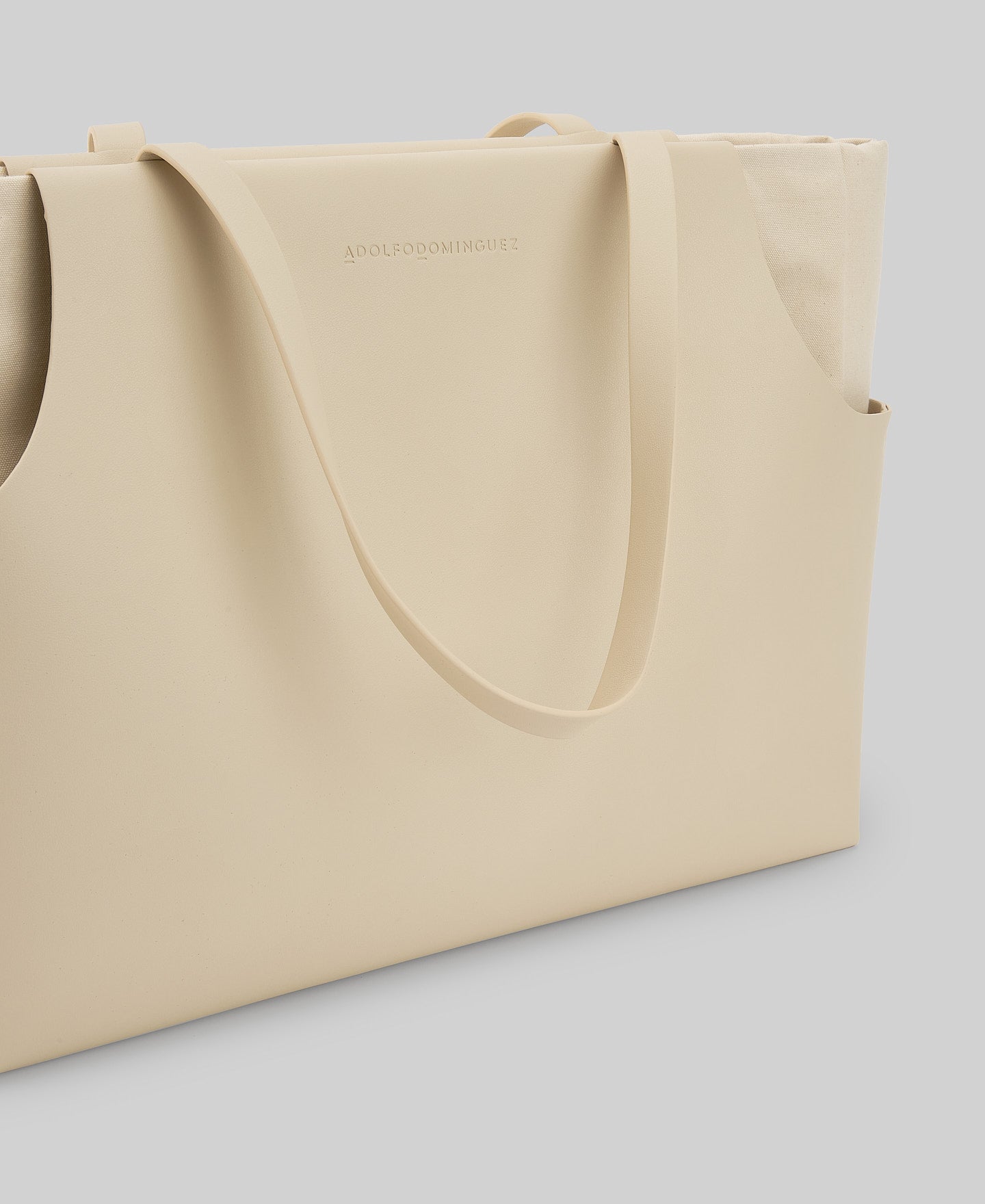 Double material maxi bag woman in light cream
