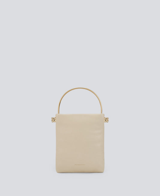 Light Cream Leather-Non-Leather Medium Cocktail Bag