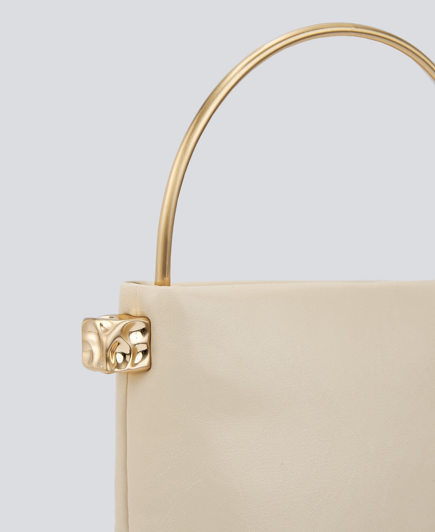 Light Cream Leather-Non-Leather Medium Cocktail Bag