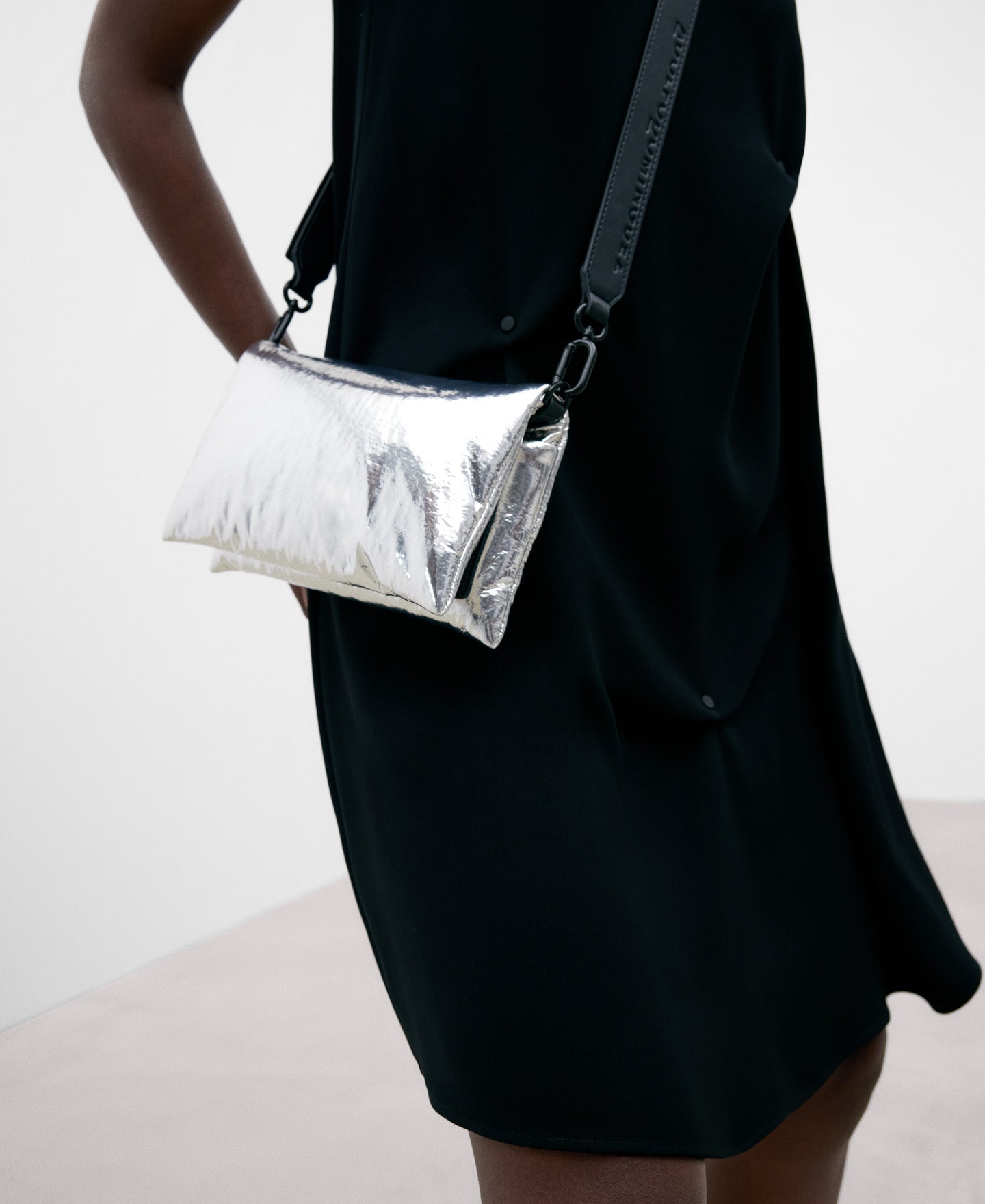Silver Padded Mini Shoulder Bag