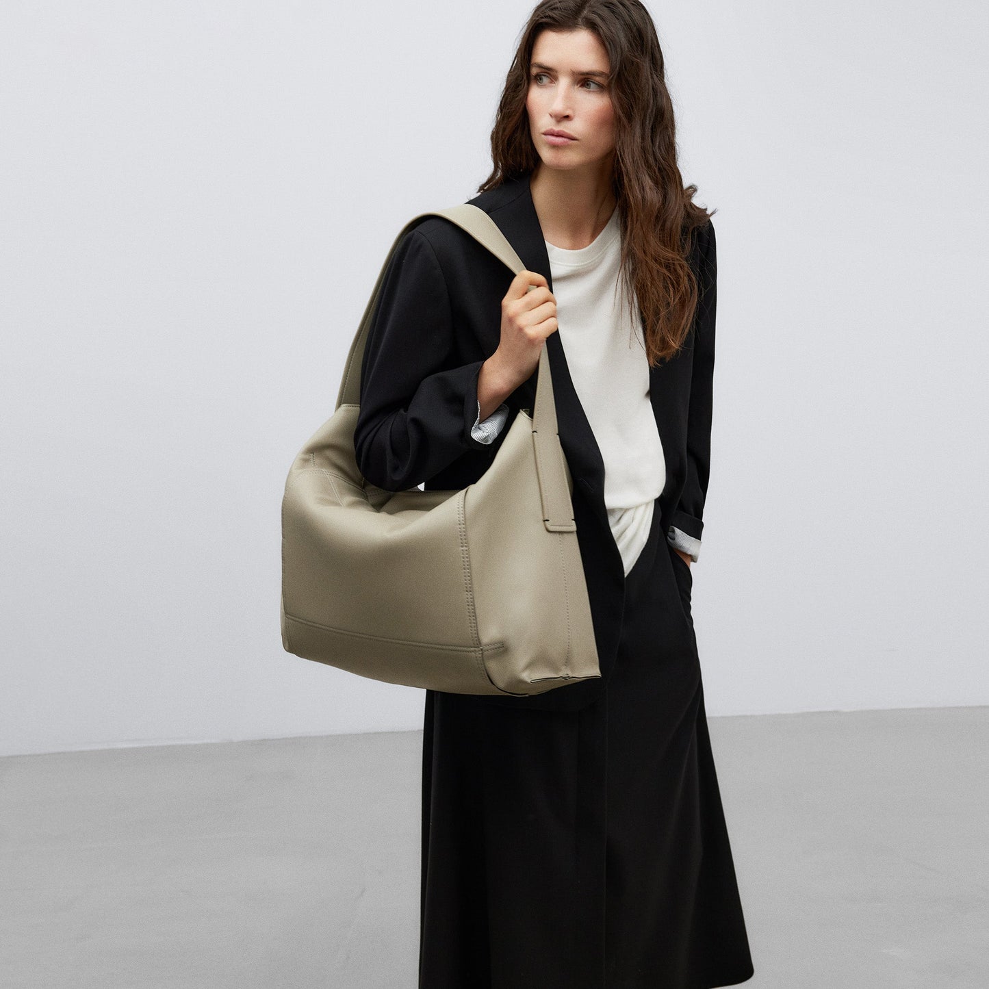 Green/Grey Large Leather-Non-Leather Crossbody