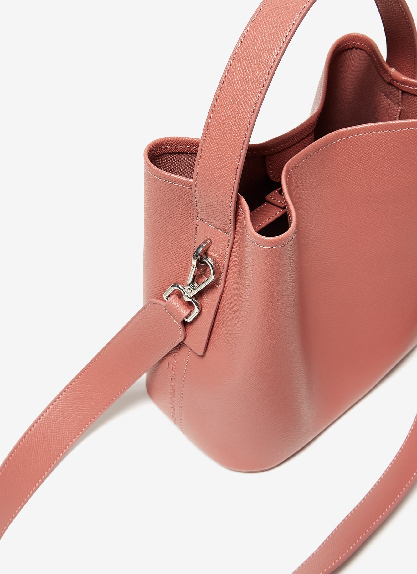Pink Mini Vegan Saffiano Bucket Bag