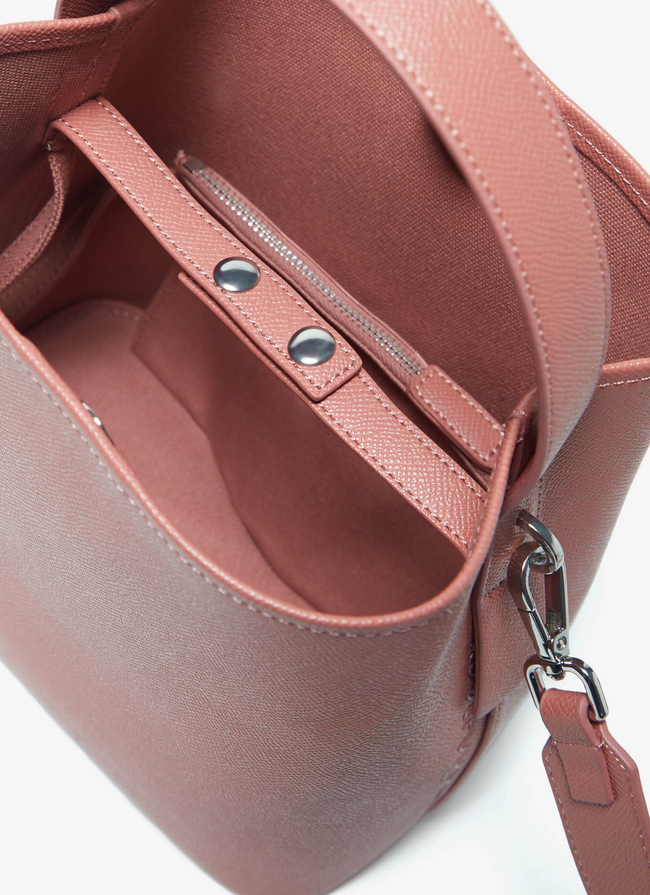 Pink Mini Vegan Saffiano Bucket Bag