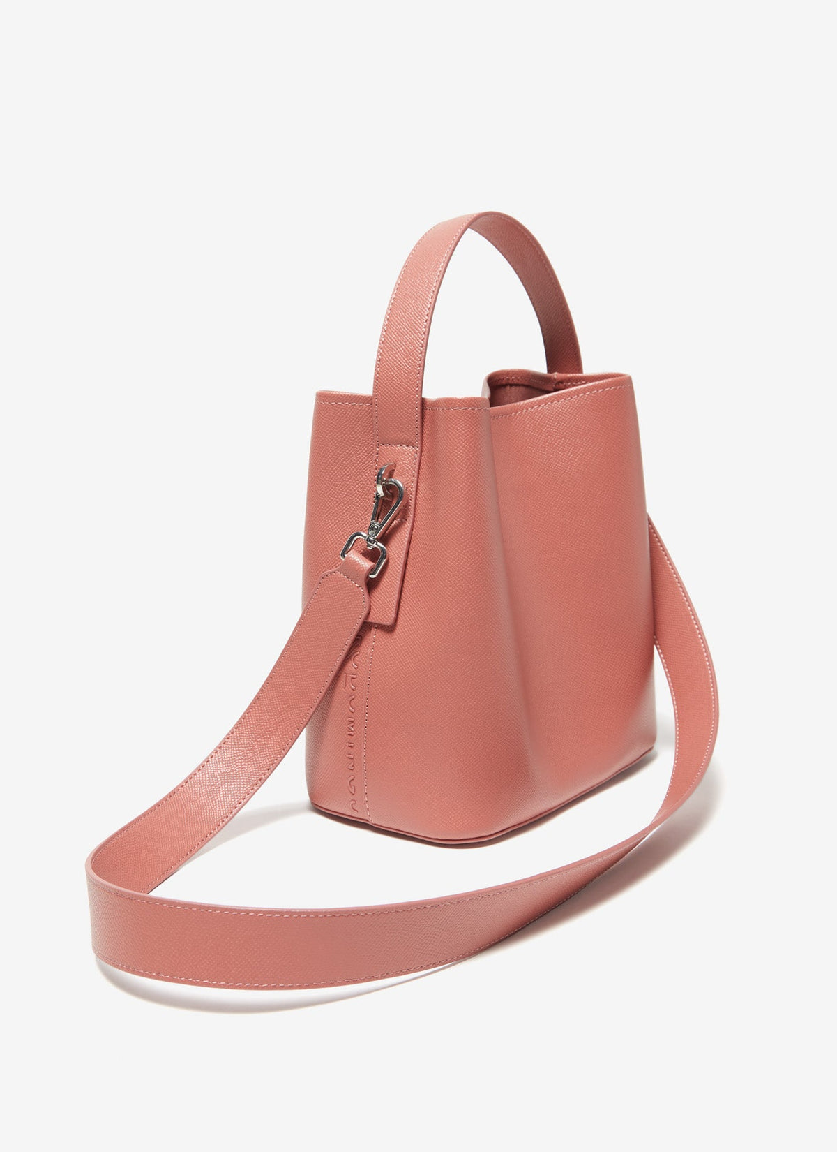 Pink Mini Vegan Saffiano Bucket Bag