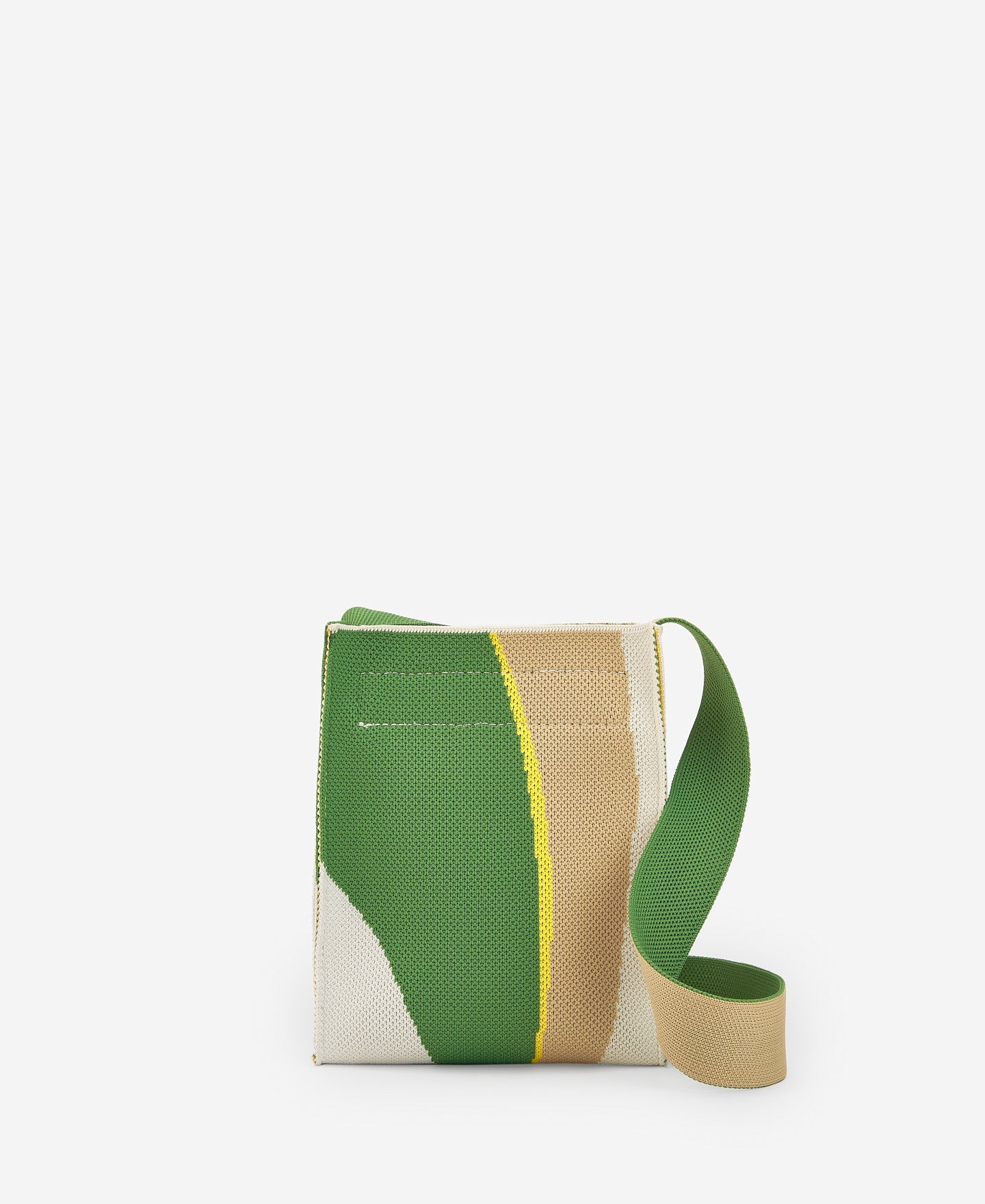 Green/Ecru Printed Knit Mini Shoulder Bag