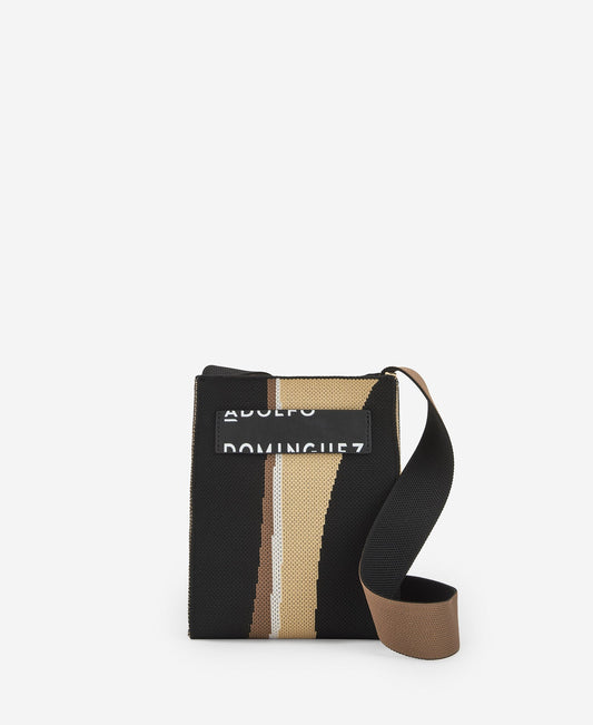 Beige/Black Print Printed Knit Mini Shoulder Bag