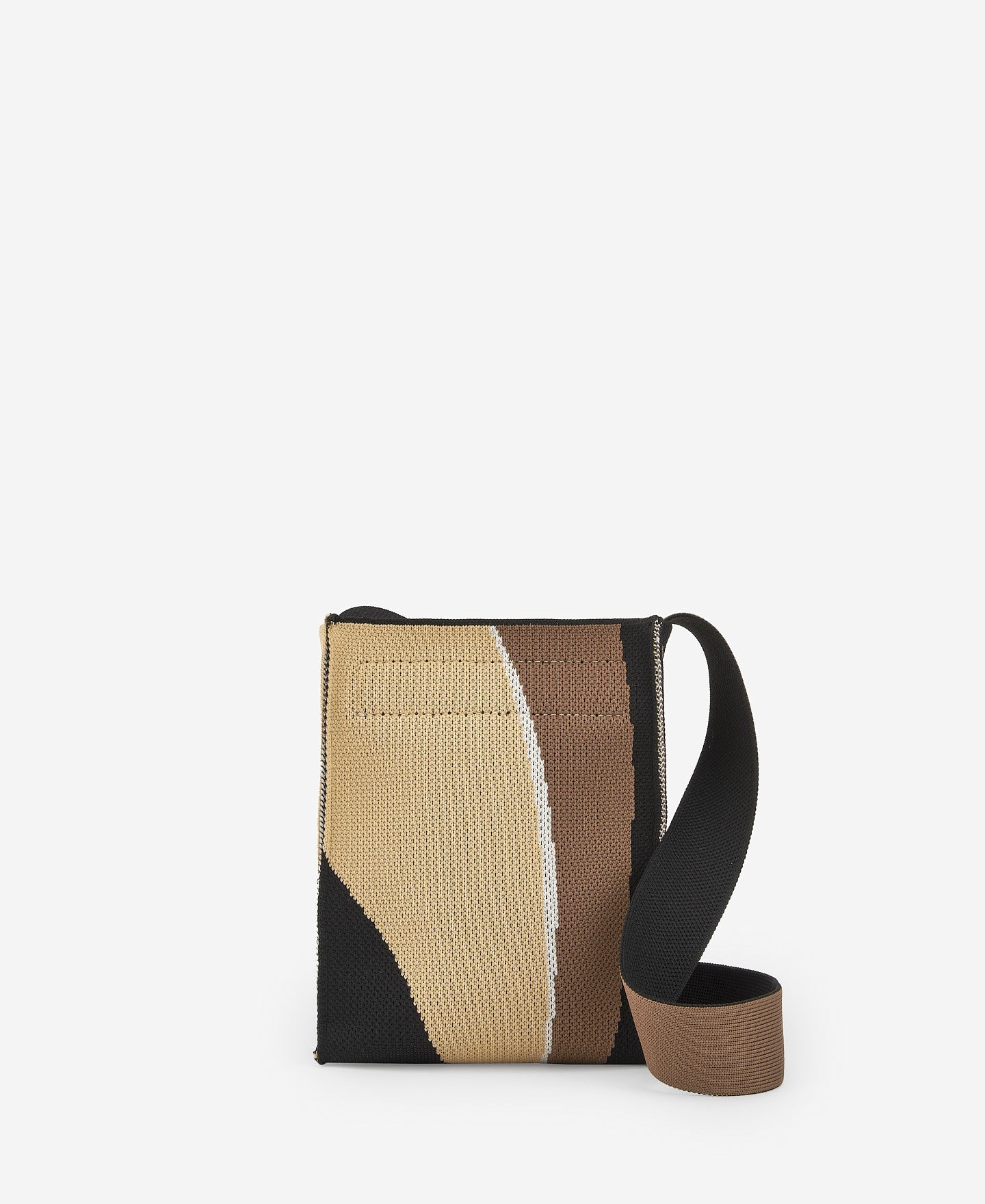 Beige/Black Print Printed Knit Mini Shoulder Bag