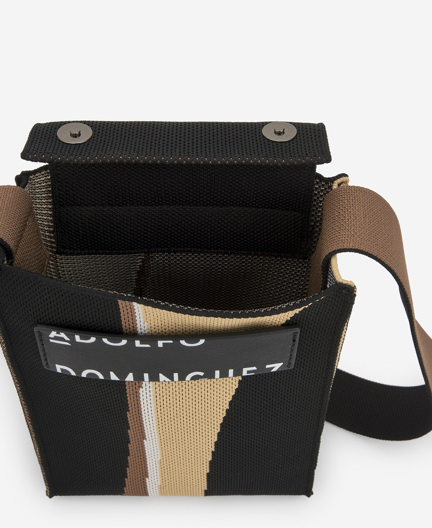 Beige/Black Print Printed Knit Mini Shoulder Bag