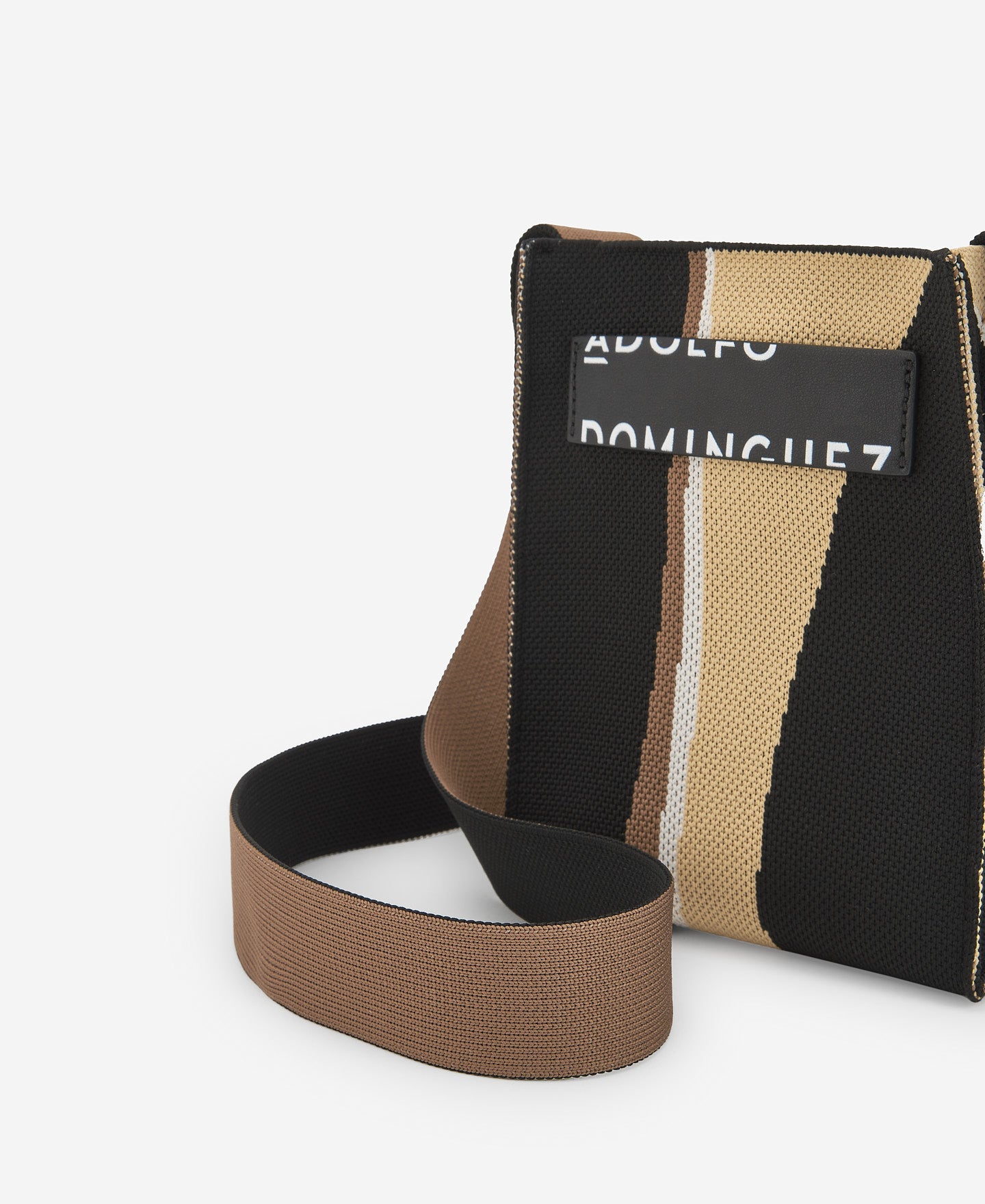 Beige/Black Print Printed Knit Mini Shoulder Bag