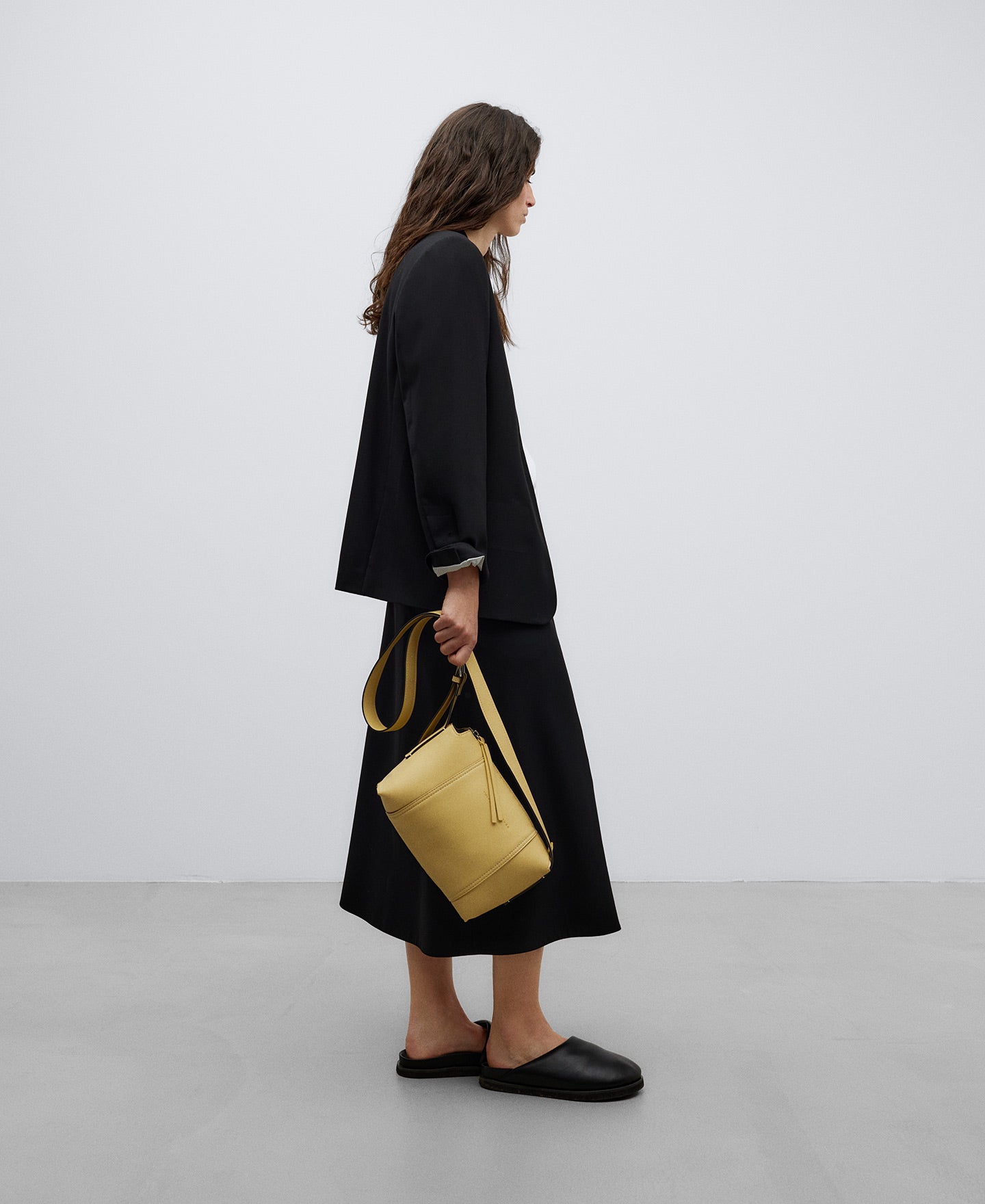 Light Yellow Medium Leather-Non-Leather Crossbody