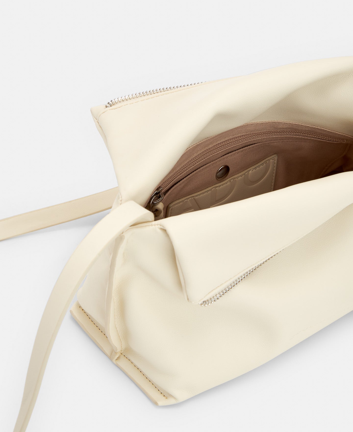 Recycled Polyurethane Small Shoulder Bag In Off White