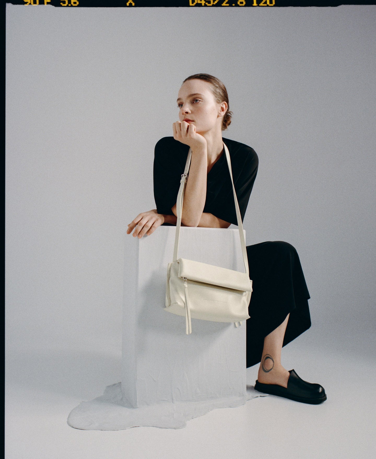 Recycled Polyurethane Small Shoulder Bag In Off White