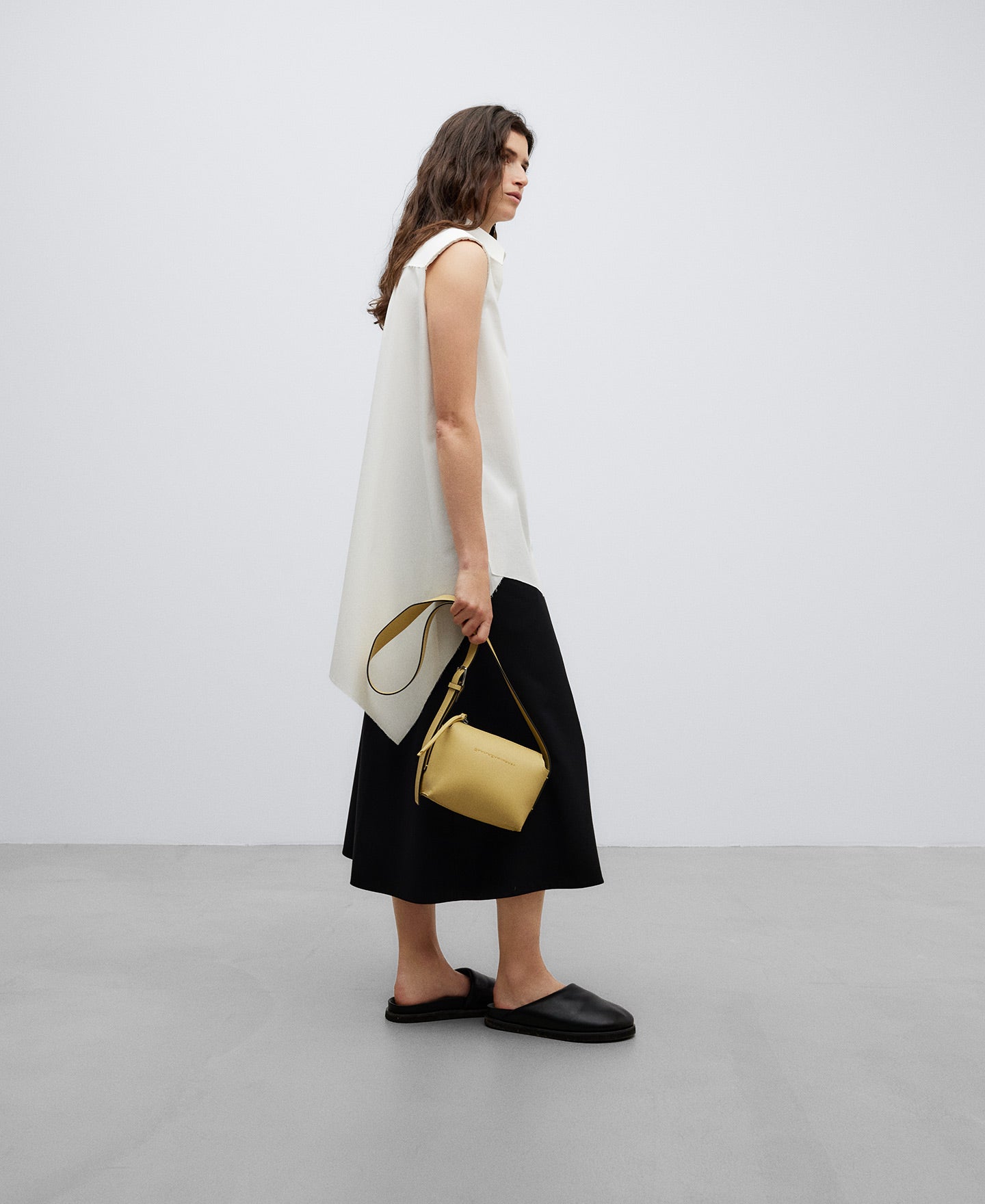 Light Yellow Small Leather-Non-Leather Crossbody