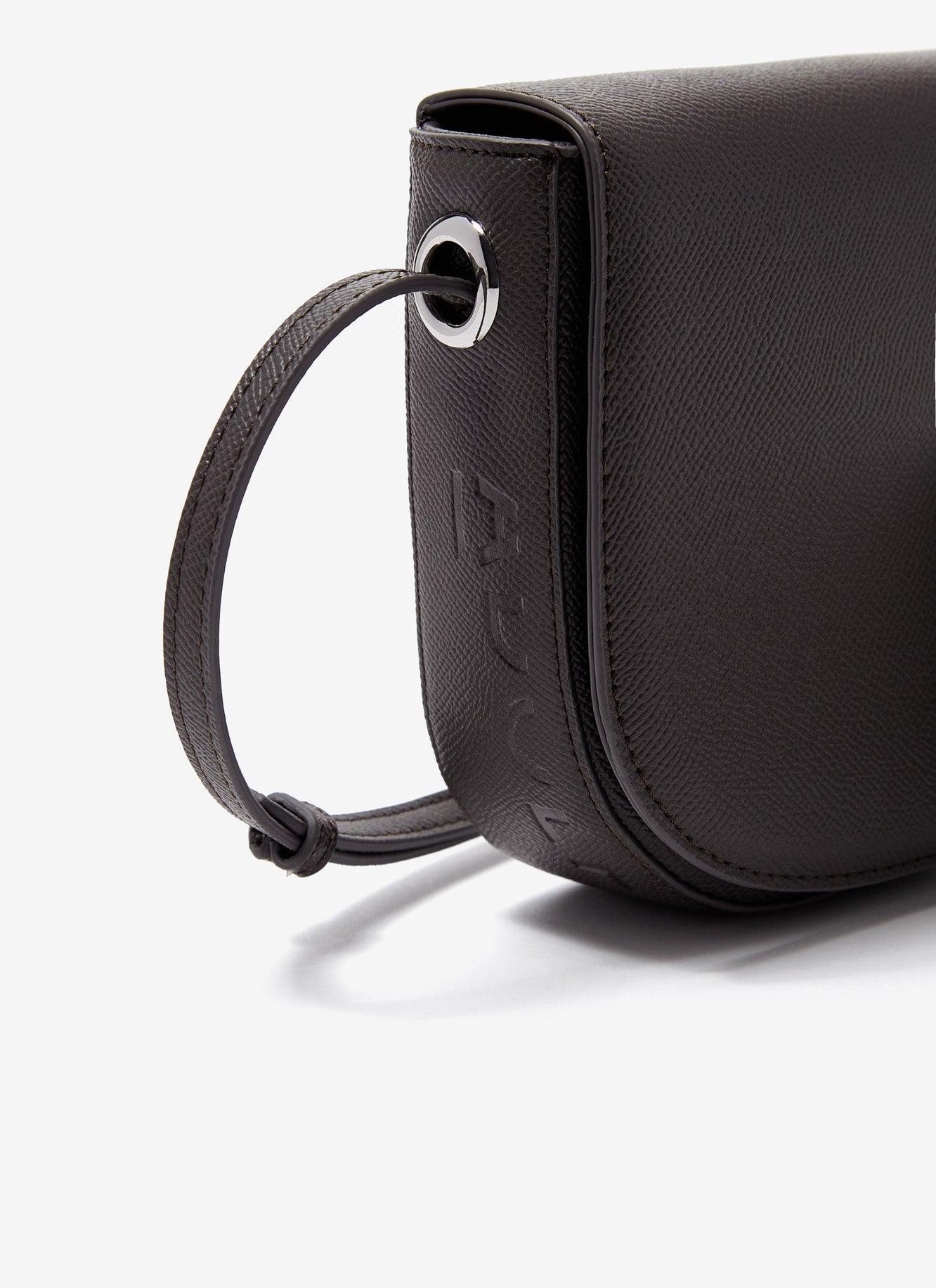 Grey Vegan Saffiano Mini Flap Bag