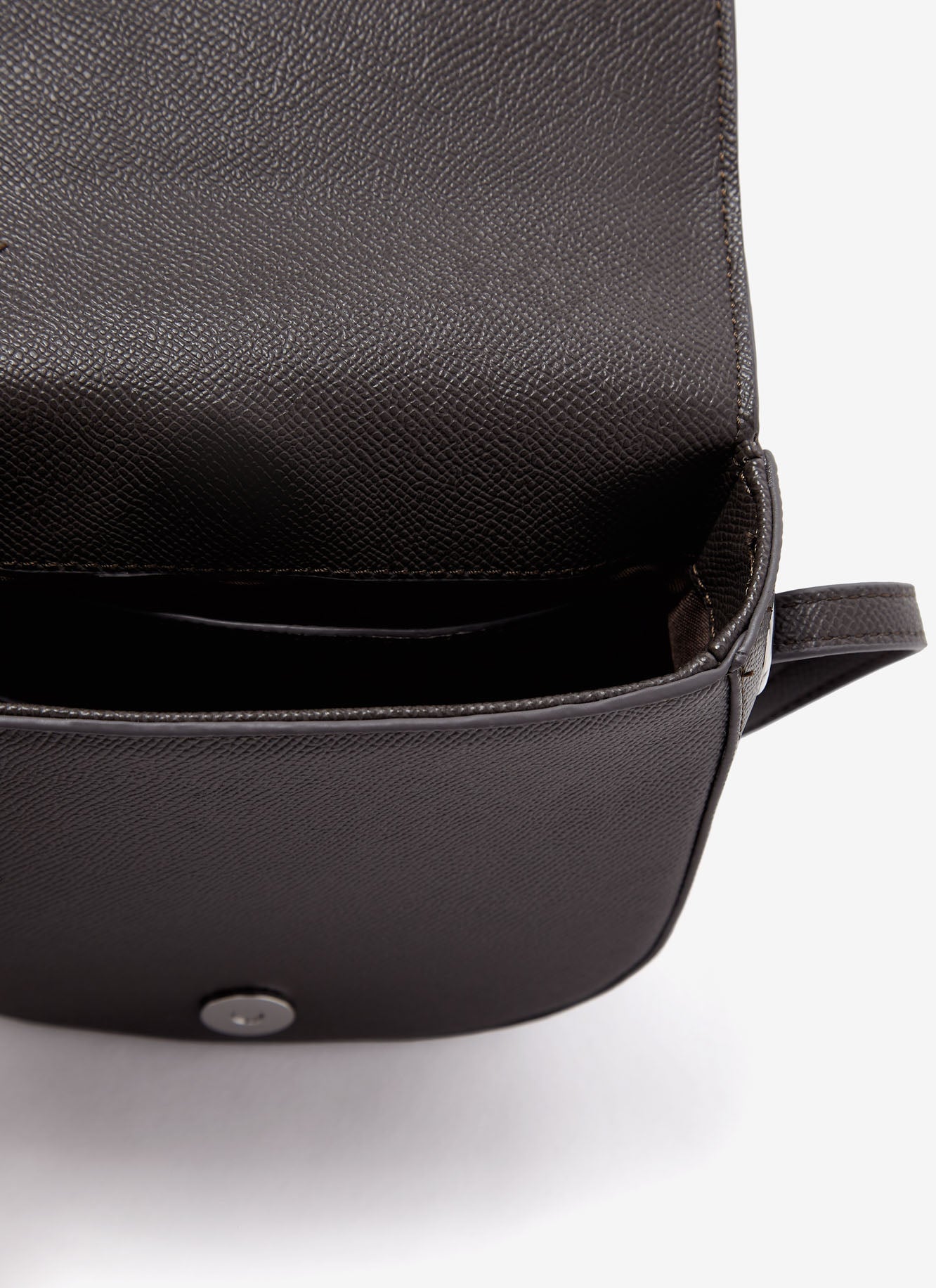 Grey Vegan Saffiano Mini Flap Bag