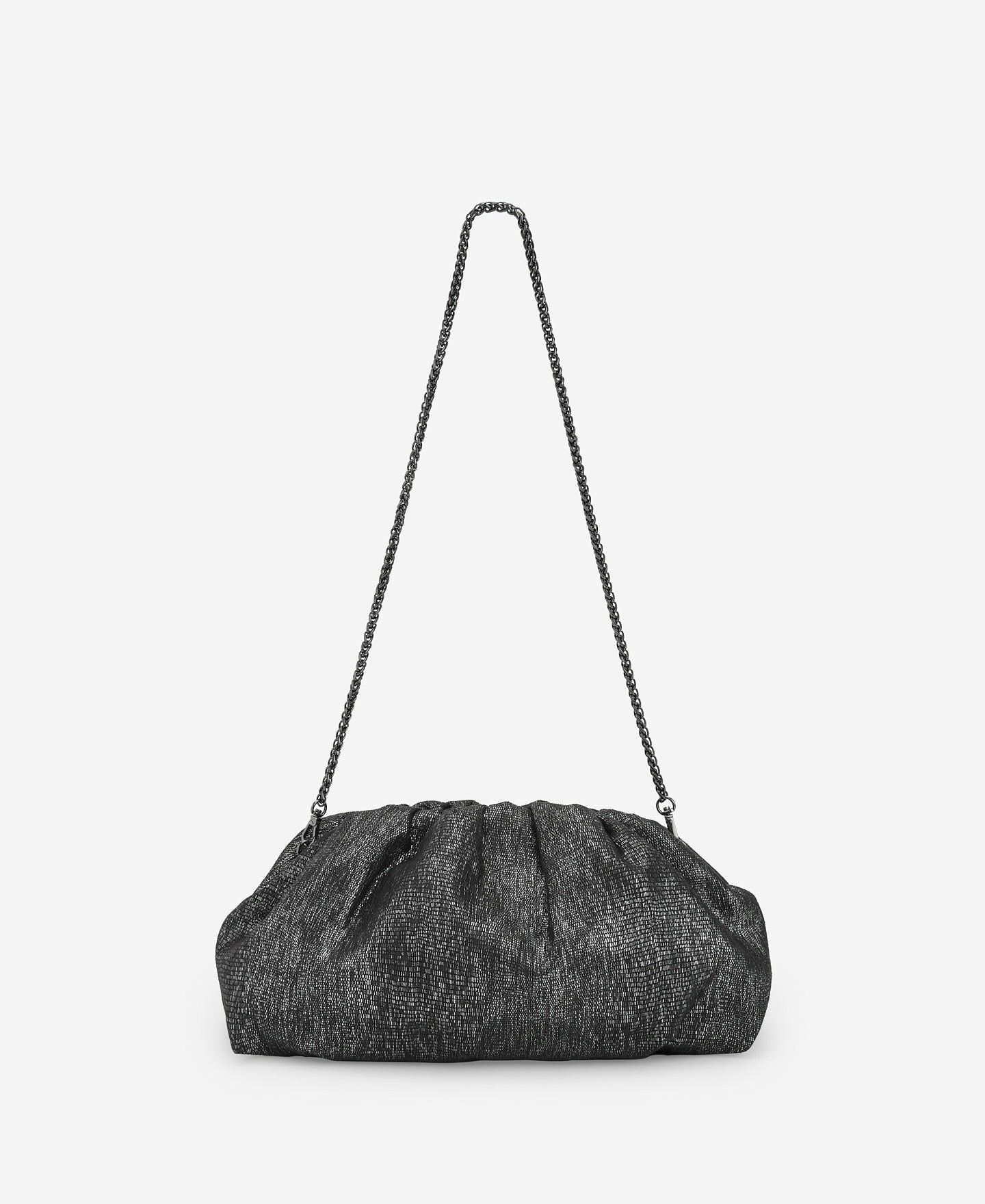 Silver Metallic Fabric Clutch