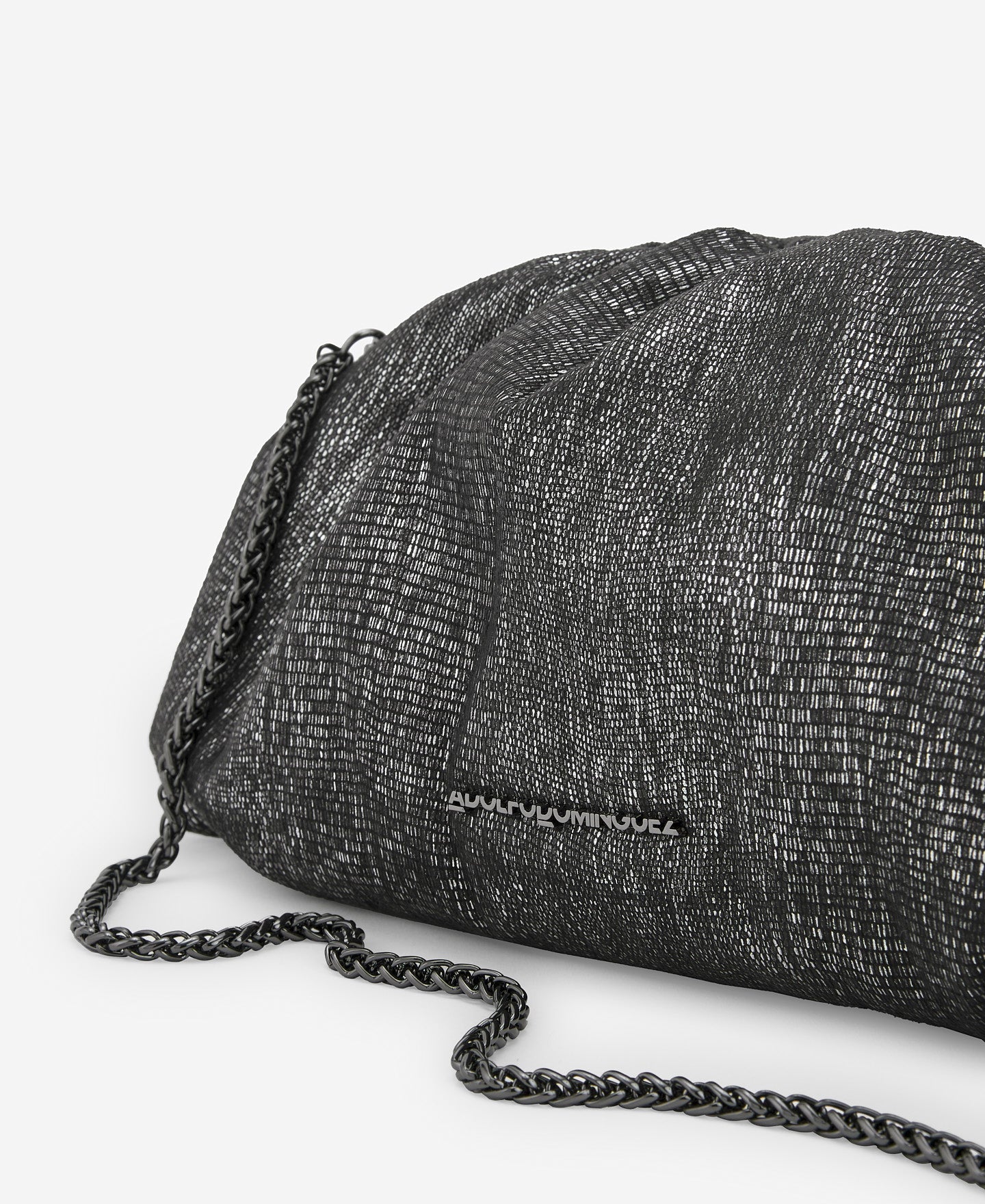 Silver Metallic Fabric Clutch