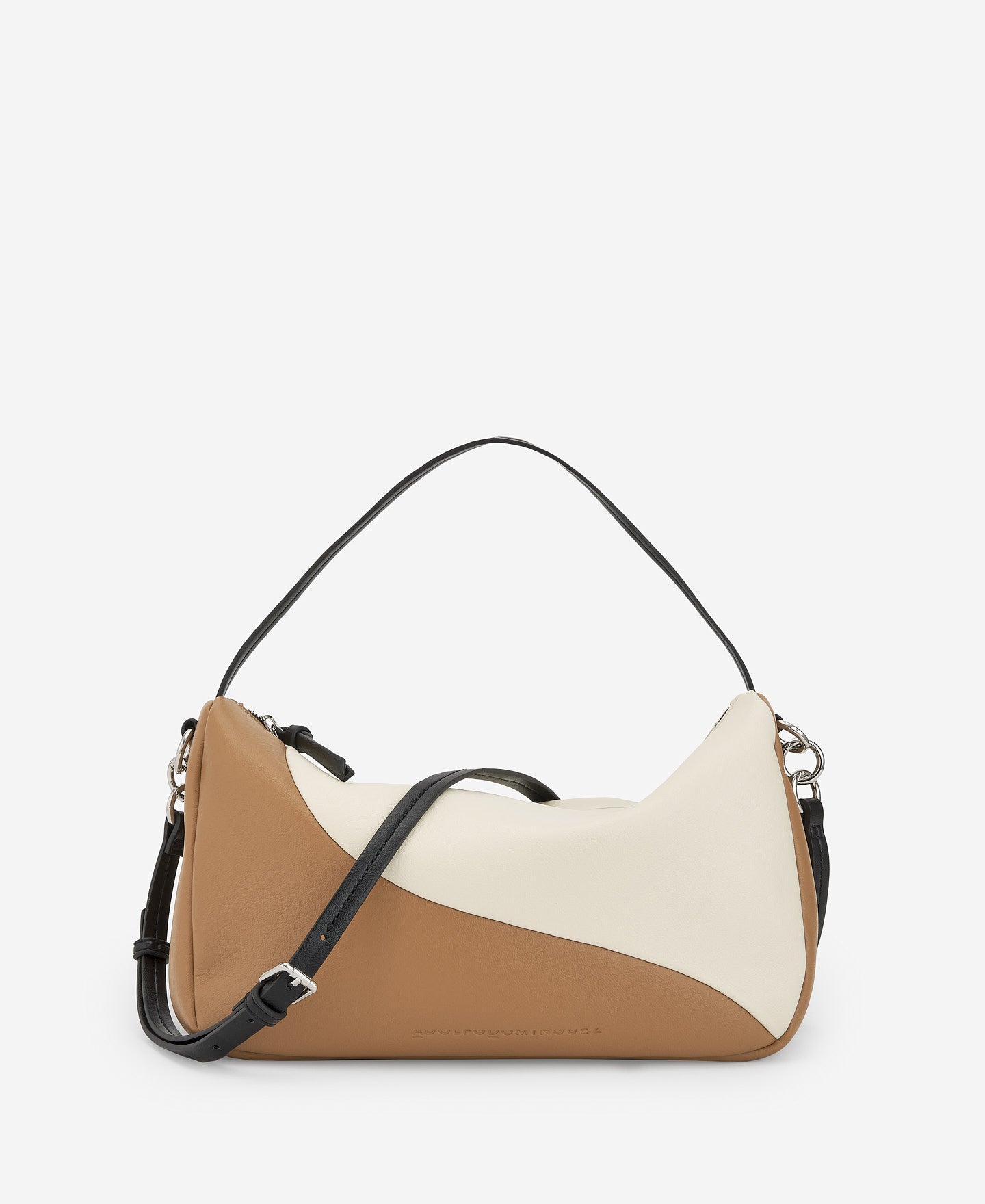 Camel/Cream Semigrain Texture Medium Bowling Bag