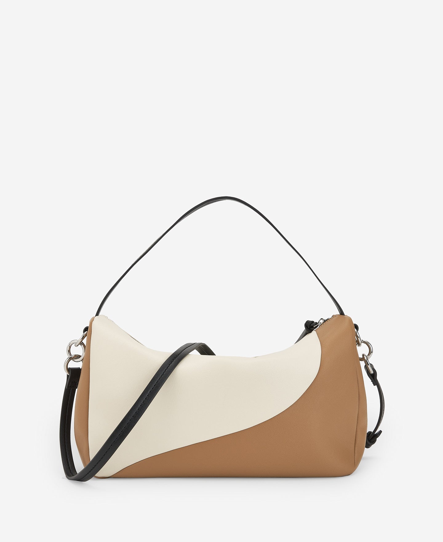 Camel/Cream Semigrain Texture Medium Bowling Bag