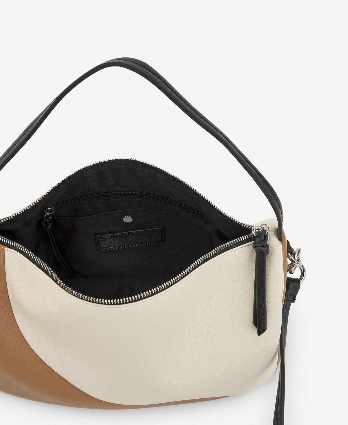 Camel/Cream Semigrain Texture Medium Bowling Bag