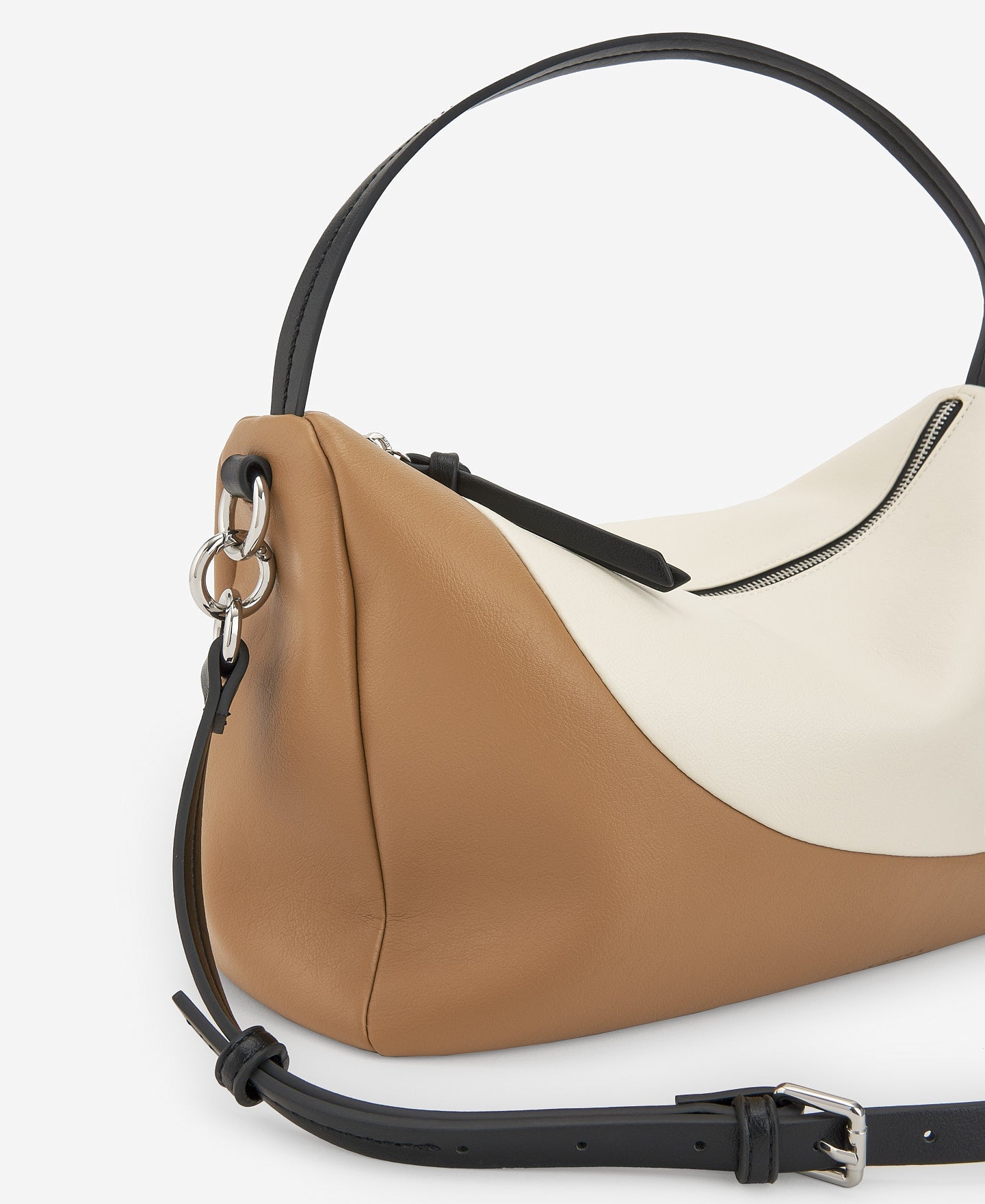 Camel/Cream Semigrain Texture Medium Bowling Bag