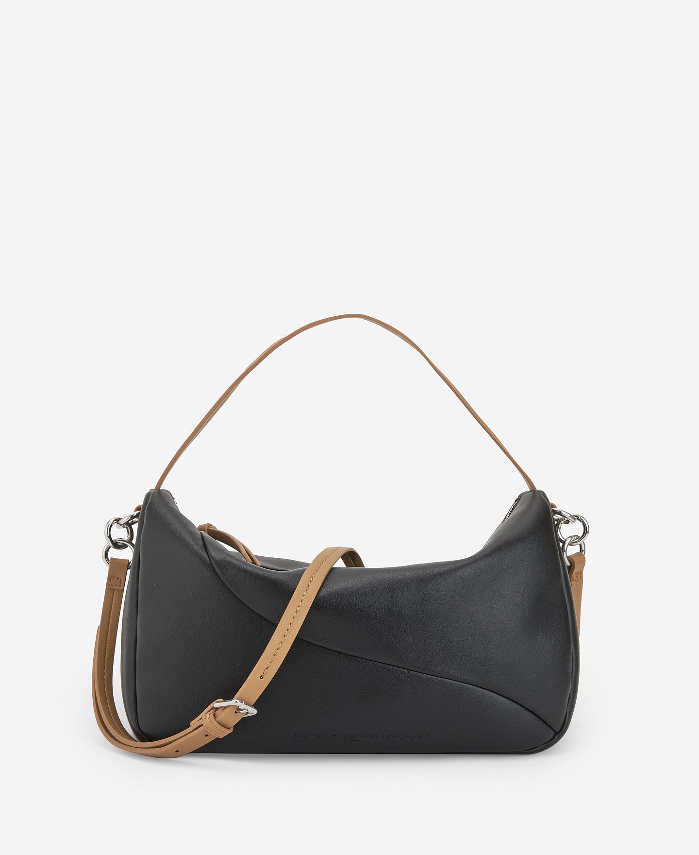 Black/Camel Semigrain Texture Medium Bowling Bag