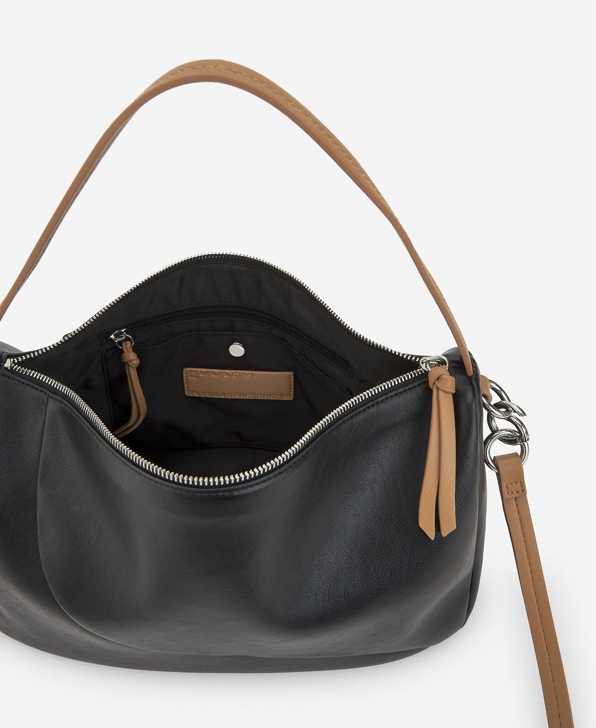 Black/Camel Semigrain Texture Medium Bowling Bag
