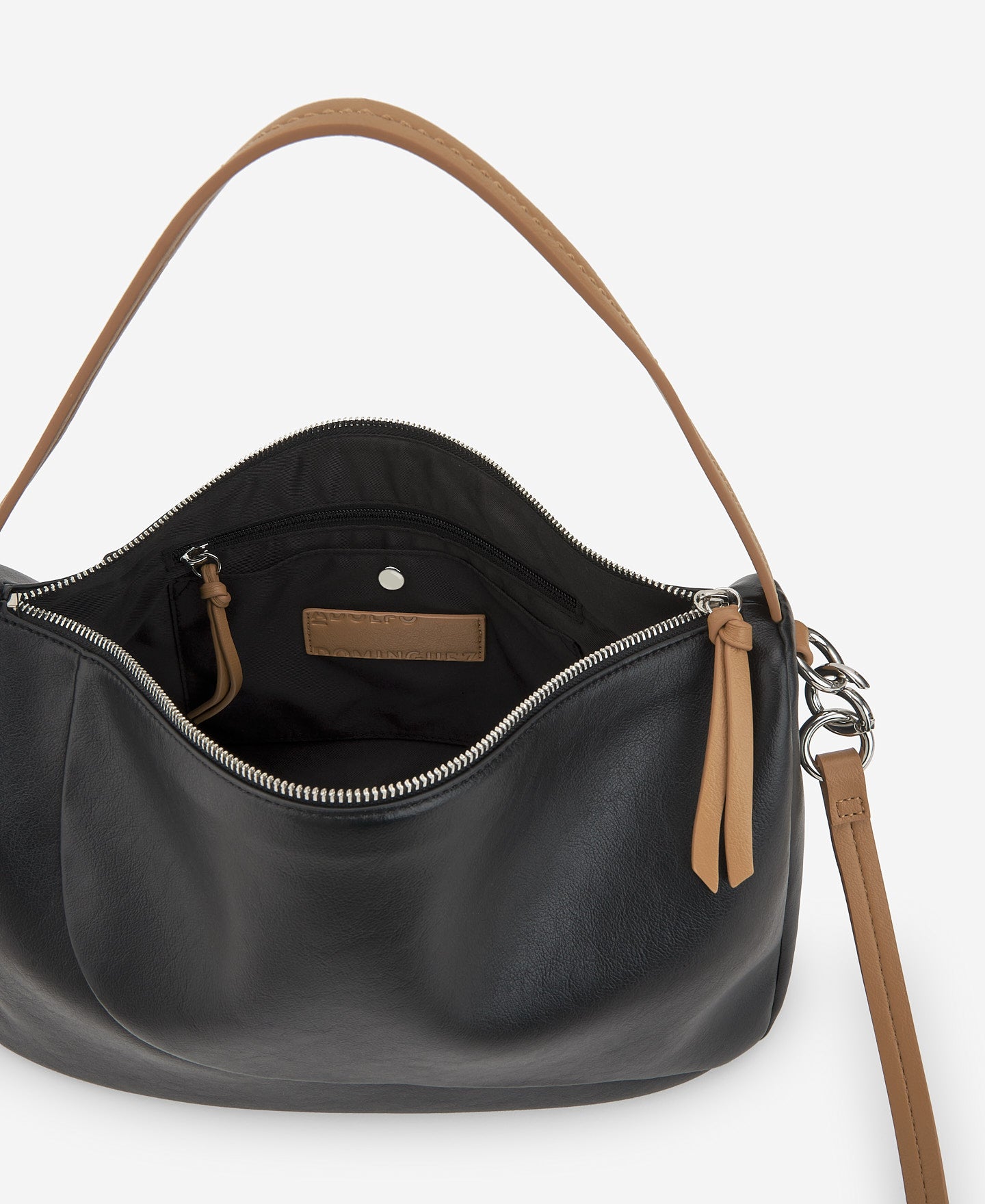 Black/Camel Semigrain Texture Medium Bowling Bag