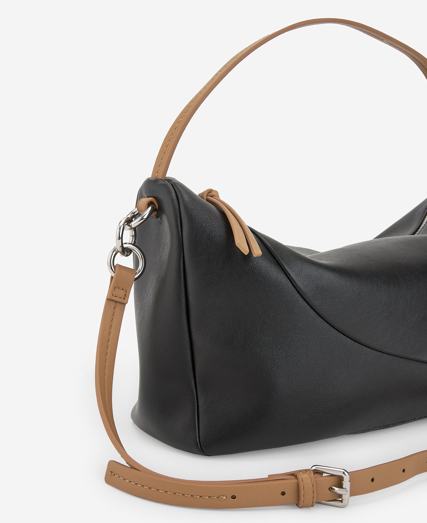 Black/Camel Semigrain Texture Medium Bowling Bag