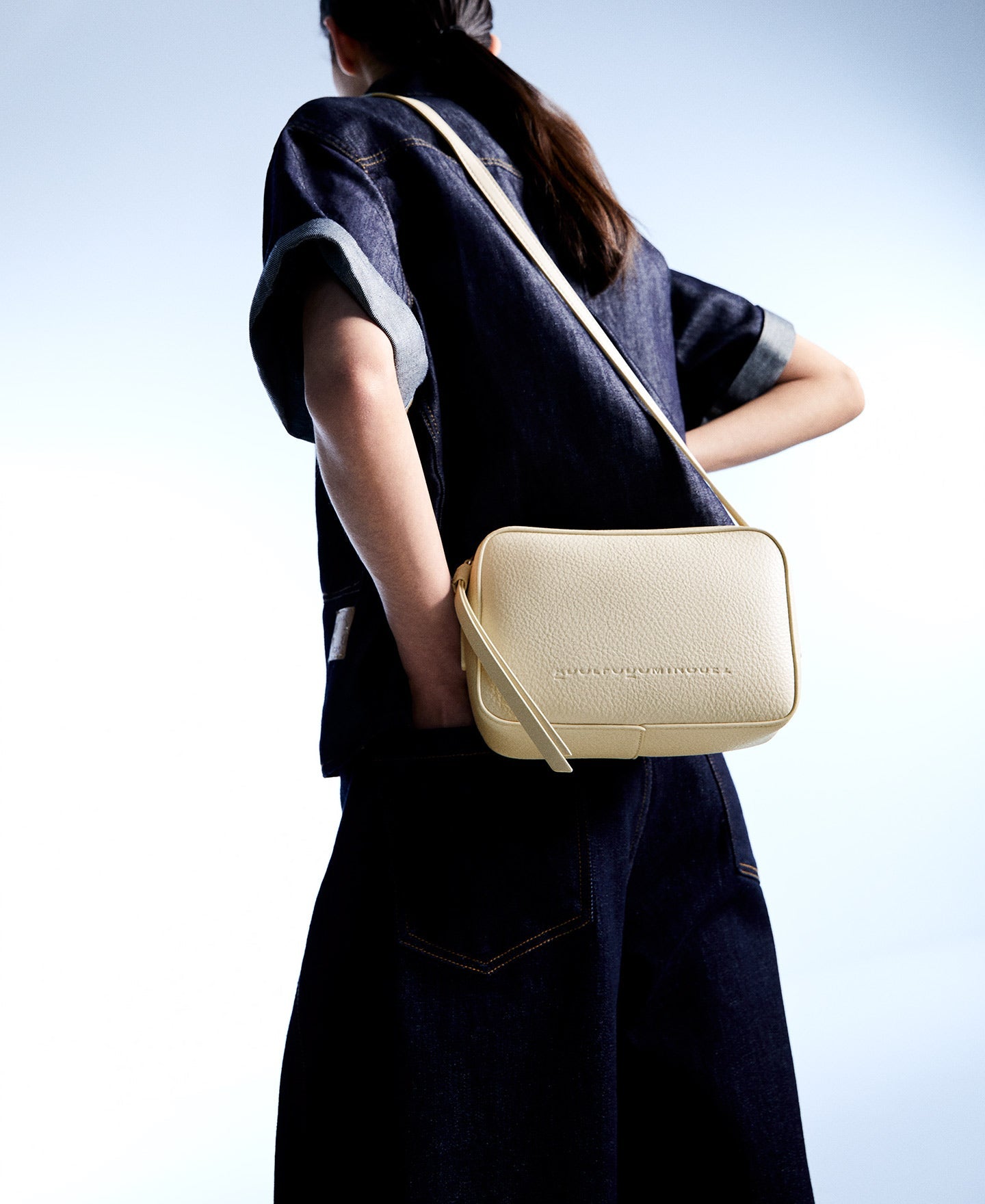 Cream Recycled Material Shoulder Bag