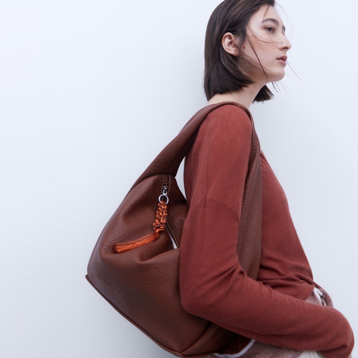 Luxury Brown Grain Hobo Bag