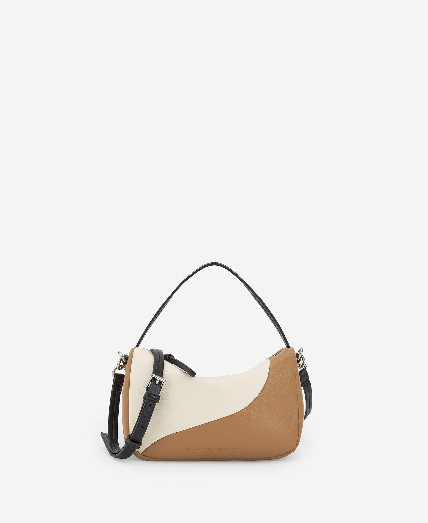 Camel/Ecru Semigrain Texture Mini Bowling Bag