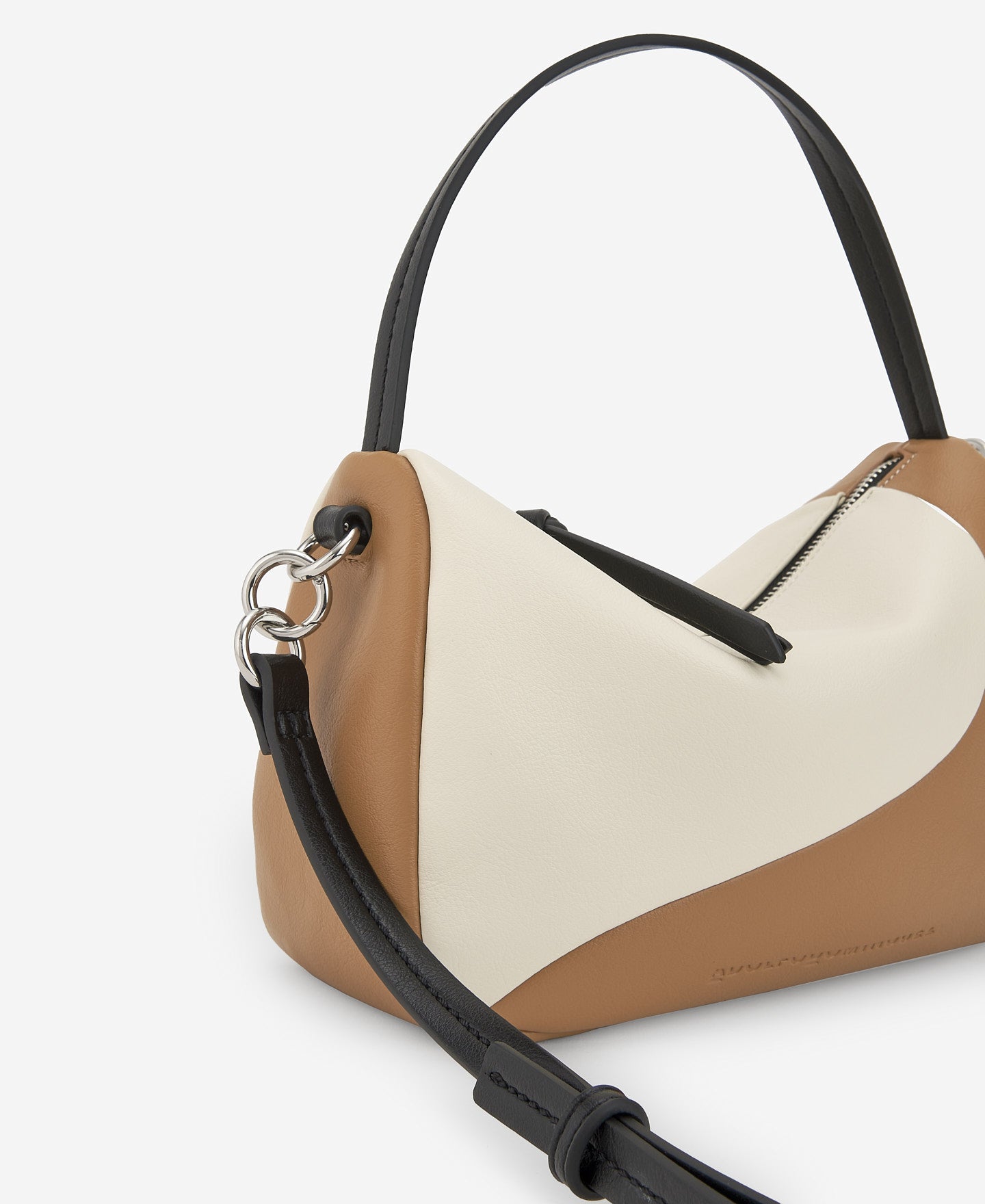 Camel/Ecru Semigrain Texture Mini Bowling Bag