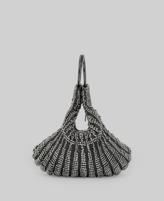 Beaded cocktail bag  in old silver for women