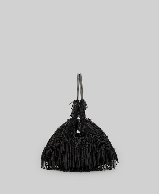 Beaded black cocktail bag in black for women