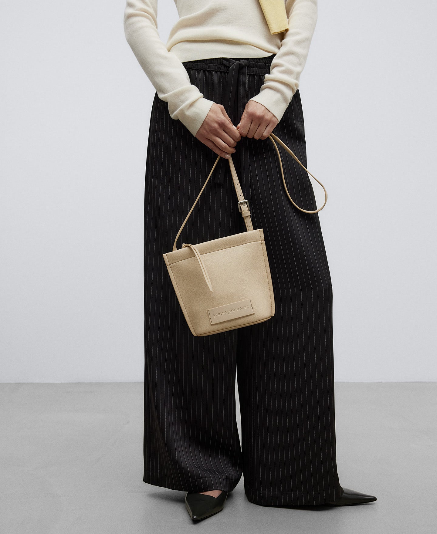 Light Cream Small Recycled Material Crossbody Bag