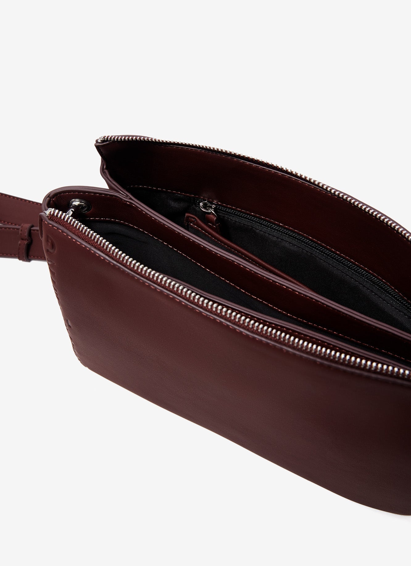 Burgundy Recycled Material Cross Body Bag