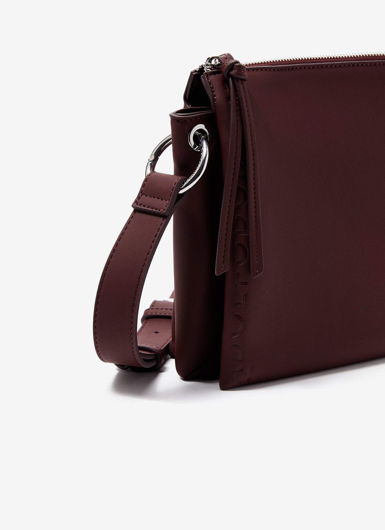 Burgundy Recycled Material Cross Body Bag