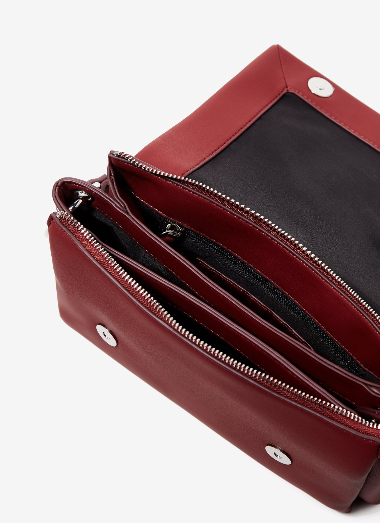 Dark Red Recycled Material Flap Cross Body Bag