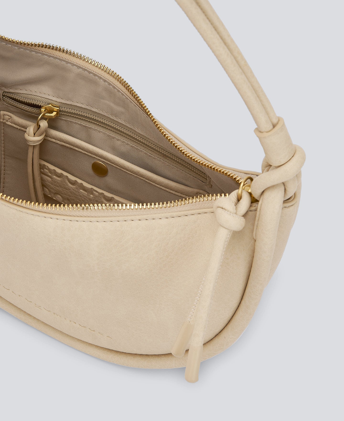 Light Cream Recycled Material Baguette Bag