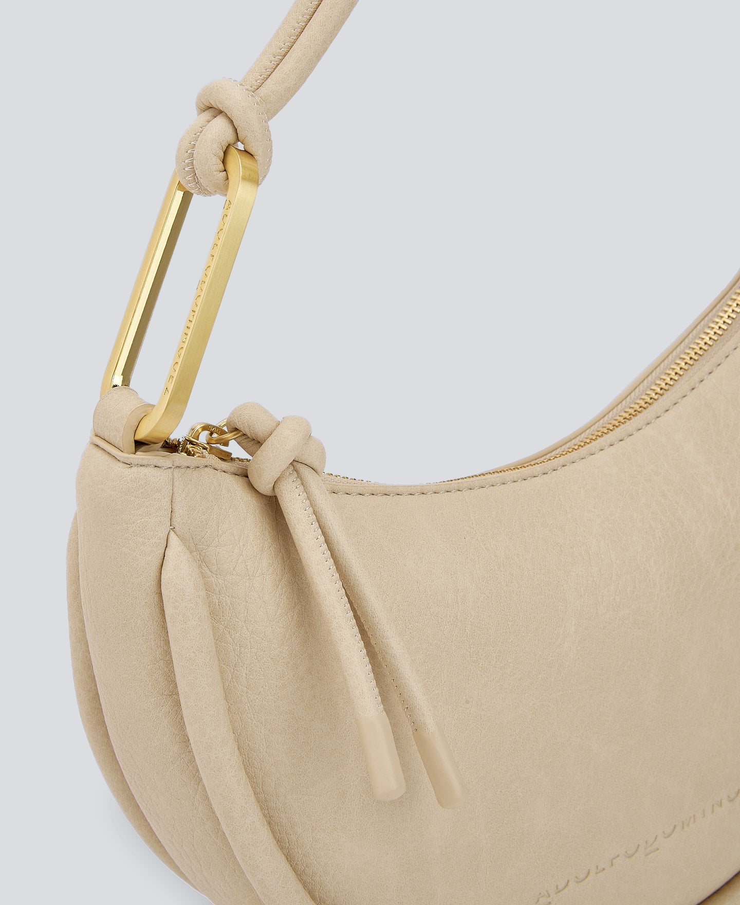 Light Cream Recycled Material Baguette Bag