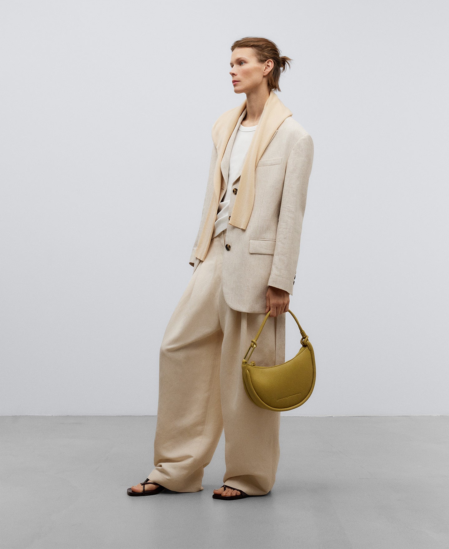 Light Green Recycled Material Baguette Bag